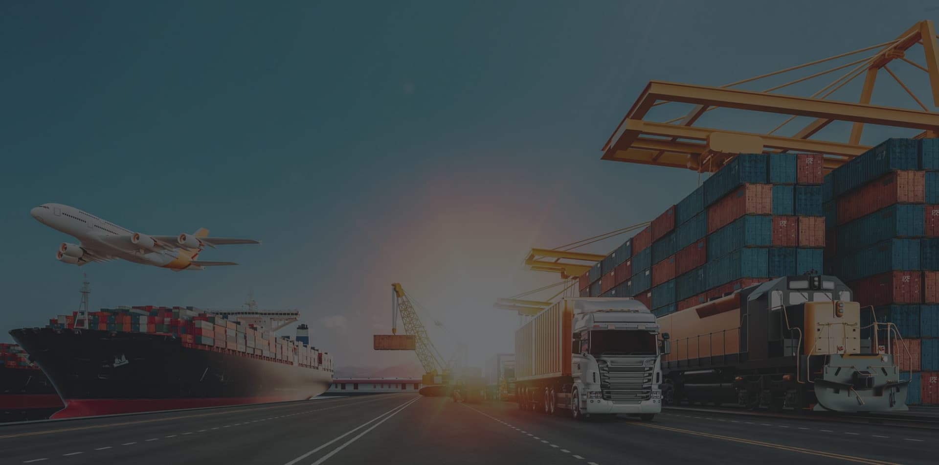 Buque portacontenedores en un puerto de carga internacional